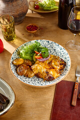 Sumptuous Braised Beef with Cheese and Potatoes in Warm Cozy Ambiance