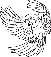A parrot line art coloring page illustration for kids