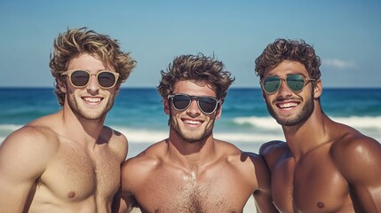 Obraz premium beautiful group of young men on the beach