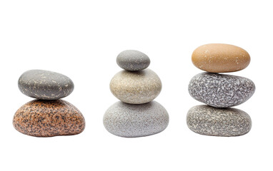 Artistic arrangement of stacked stone isolated on white or transparent background