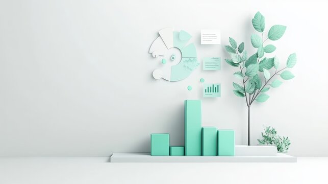 A minimalist design featuring a simplified representation of a data dashboard, illustrating the key elements of a data driven report.