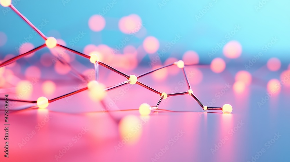 Poster a network of interconnected nodes with data packets traveling between them, showcasing the constant 