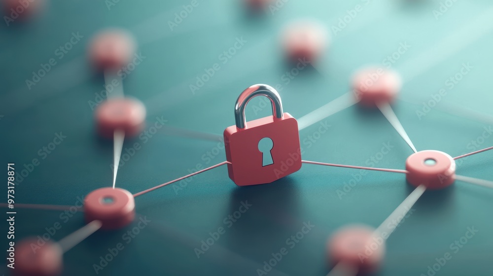 Poster a network of interconnected devices with a padlock symbol on each, showcasing the need to secure eve