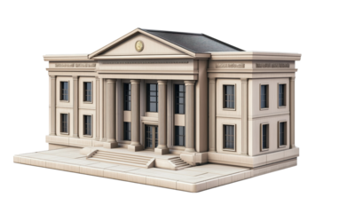 Bank building isolated on white or transparent background