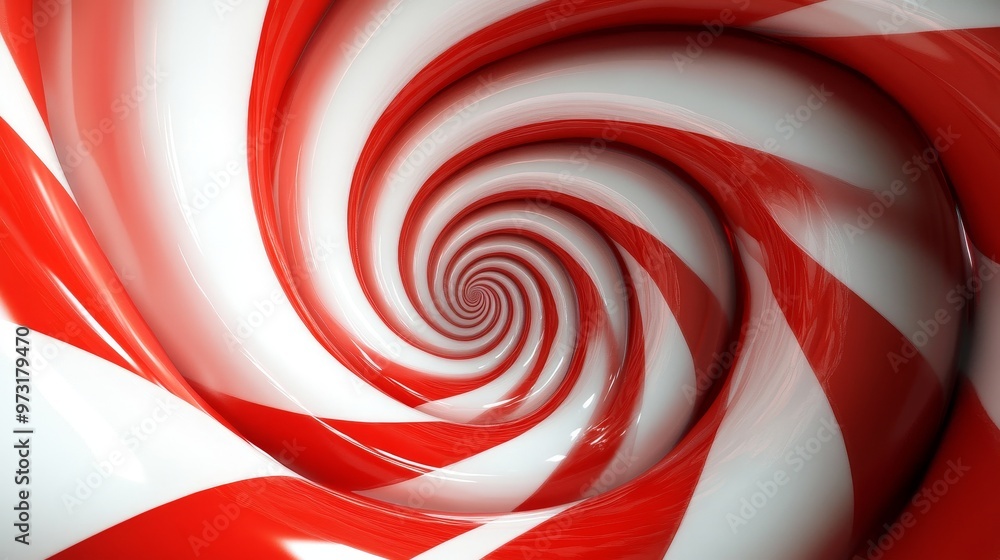 Aufkleber 3d animation of a swirling red and white spiral with abstract patterns