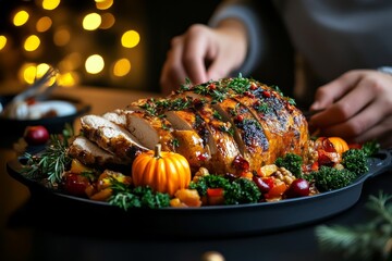 A family recipe book, with handwritten notes passed down through generations, used to prepare the Thanksgiving meal