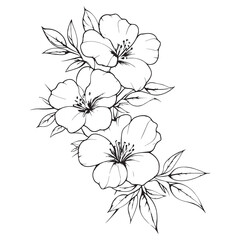 Illustration of a Flower Bouquet with Leaves on a White Background