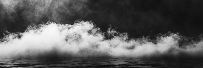 Fototapeta premium Smoke black ground fog cloud floor mist background steam dust dark white horror overlay. Ground smoke haze night black water atmosphere 3d magic spooky smog texture isolated transparent effect circle 
