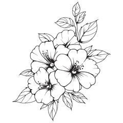 Illustration of a Flower Bouquet with Leaves on a White Background