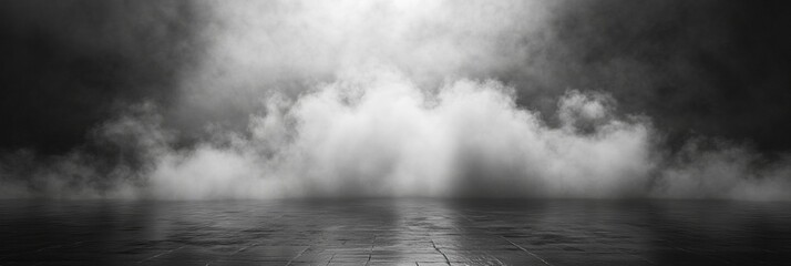 Fototapeta premium Smoke black ground fog cloud floor mist background steam dust dark white horror overlay. Ground smoke haze night black water atmosphere 3d magic spooky smog texture isolated transparent effect circle 