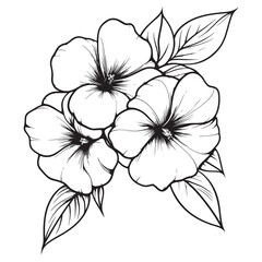 Illustration of a Flower Bouquet with Leaves on a White Background