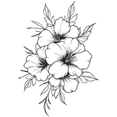 Illustration of a Flower Bouquet with Leaves on a White Background