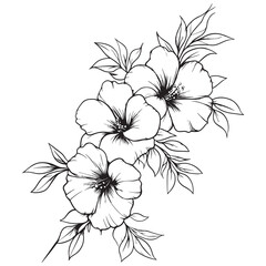 Illustration of a Flower Bouquet with Leaves on a White Background