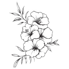 Illustration of a Flower Bouquet with Leaves on a White Background