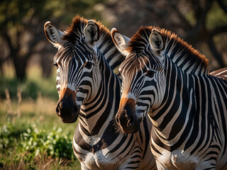 Fototapeta premium a beautiful zebra in a savanna africa 