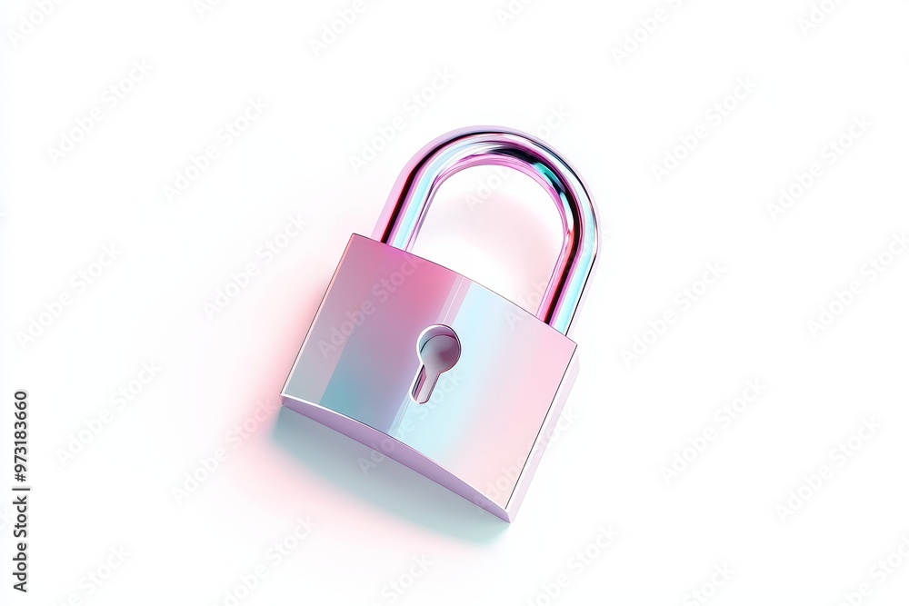 Fototapete craft a digital 3d representation of a modern, sleek padlock from above, emphasizing precise metalli