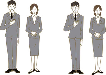 グレーのスーツの男性と女性