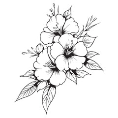 Illustration of a Flower Bouquet with Leaves on a White Background