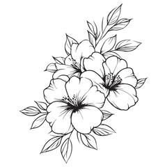 Illustration of a Flower Bouquet with Leaves on a White Background
