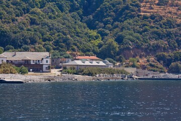 view of hause belong Xenophon's Monastery on the Athos Peninsula - Chalkidiki - Greece