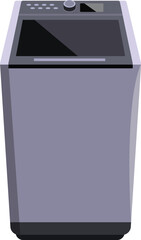 Modern washing machine standing on white background, household appliance for washing clothes