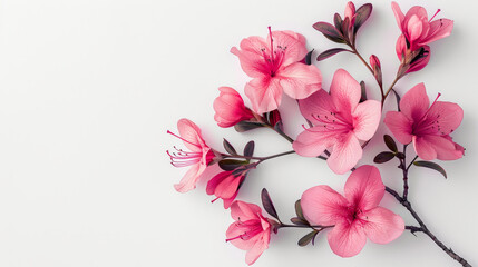 A beautiful arrangement of pink flowers with delicate petals against a clean, white background, symbolizing elegance and nature.
