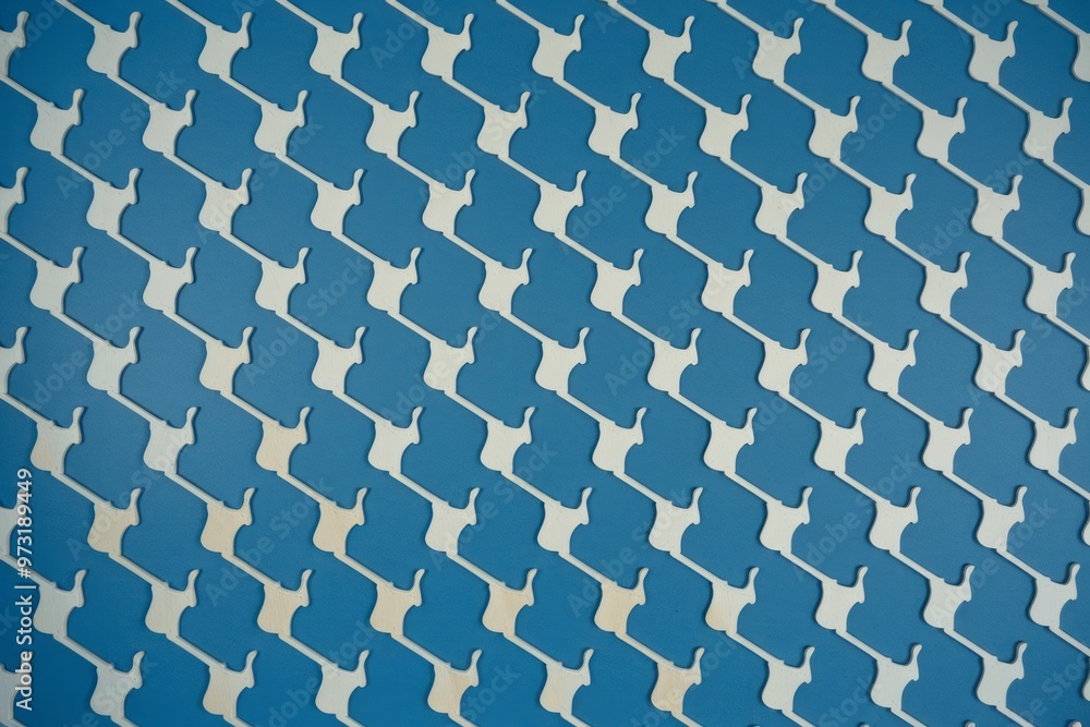 Aufkleber blue and white pattern. abstract background with repeated pattern of white shapes on blue surface.