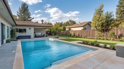 Newly Constructed Rectangular Swimming Pool. AI generated illustration