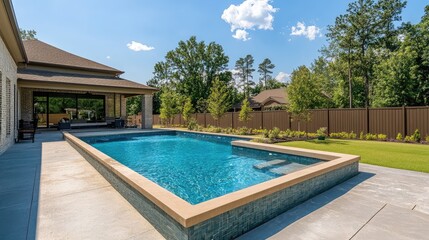 Newly Constructed Rectangular Swimming Pool. AI generated illustration