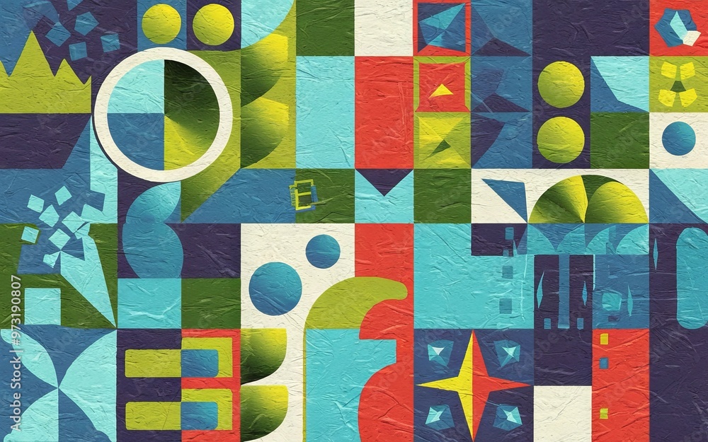 Poster abstract geometric design. colorful geometric shapes and patterns create a dynamic and modern design