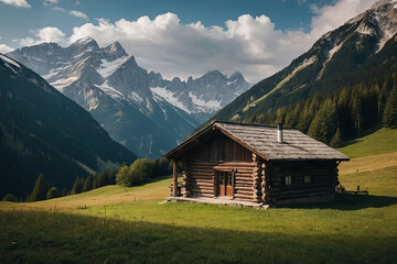 Obraz premium cabin in the mountains with alps around
