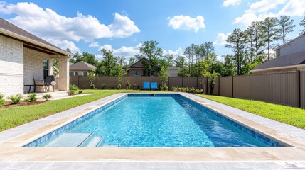 Newly Constructed Rectangular Swimming Pool. AI generated illustration