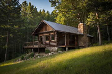 Fototapeta premium a cabin on the hill