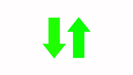 Up and down swipe directional traffic arrow sign of green arrows. Up and down pointing solid animated video.
