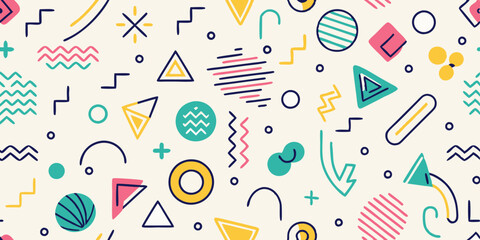Colorful Line Doodle Seamless Pattern Set: Minimalist Abstract Design