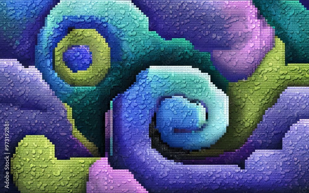 Aufkleber abstract pixelated pattern. colorful, pixelated pattern with swirling shapes and water droplets. the