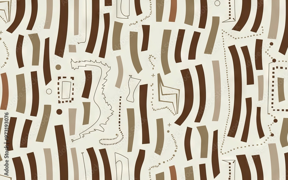 Poster abstract brown line pattern. seamless repeating pattern featuring brown and beige curved lines, shap