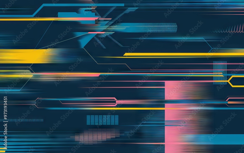 Aufkleber abstract tech lines. colorful abstract lines create a tech-inspired digital design.
