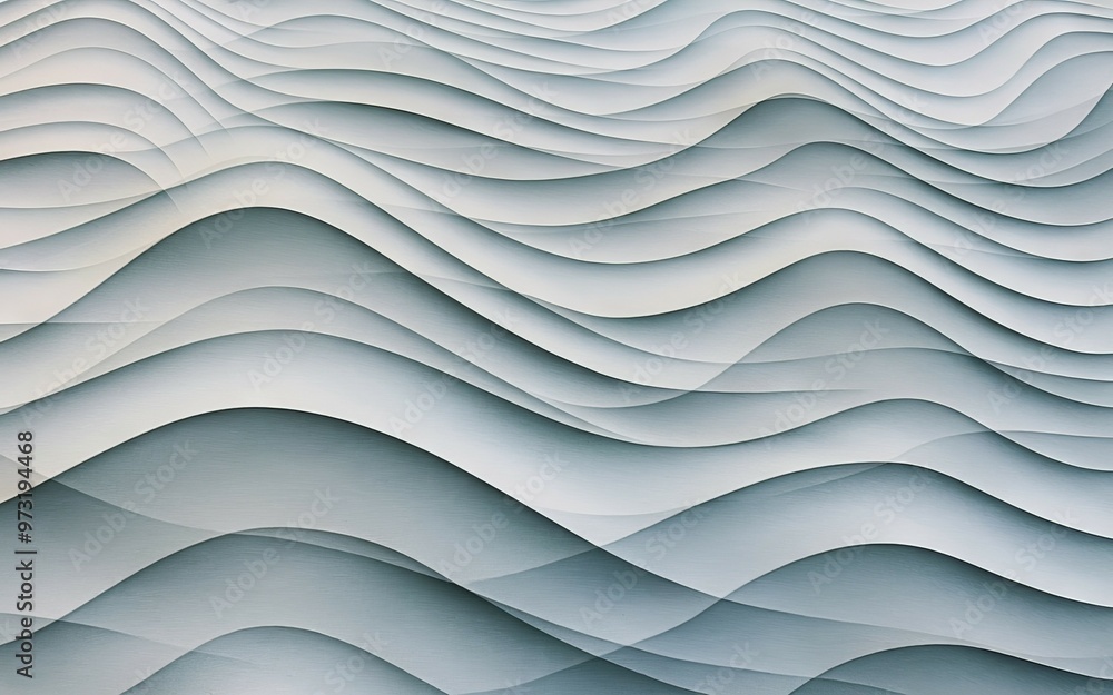 Poster abstract wave pattern. abstract pattern of soft, layered, flowing curves in blue and white tones.