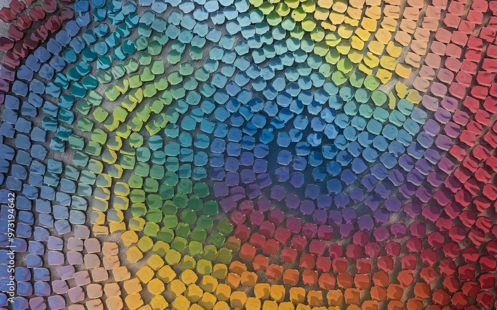 Poster rainbow mosaic pattern. abstract background with colorful mosaic tiles forming a rainbow. the design