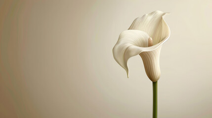 Elegant white flower gracefully captured against a soft, muted background, perfect for design and nature themes.