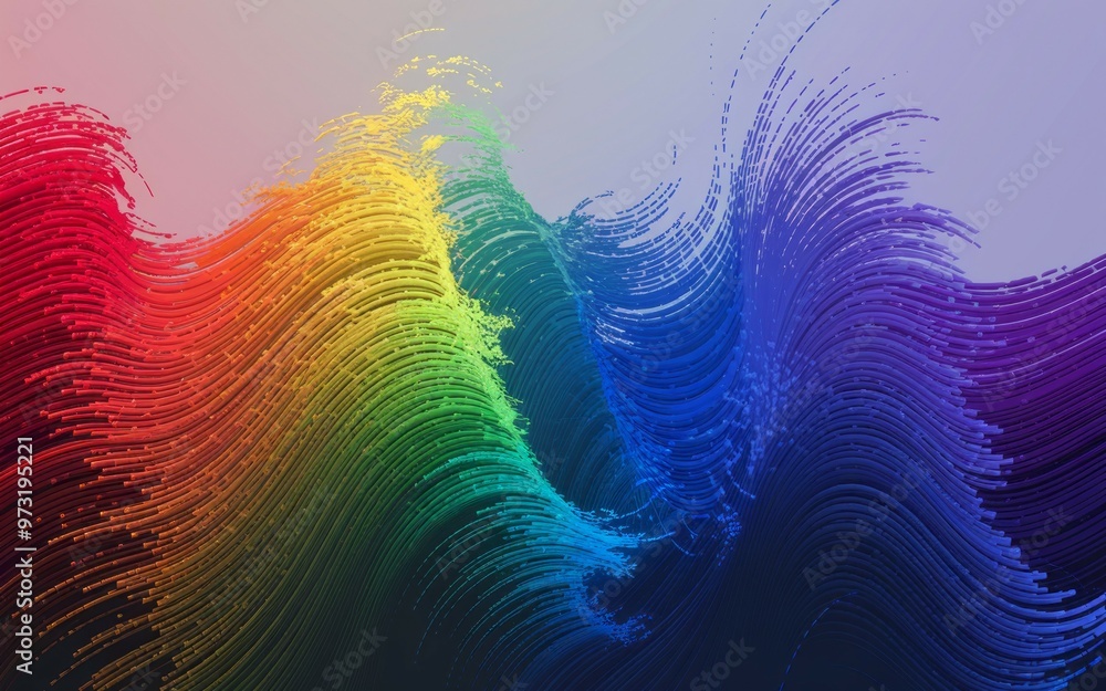 Poster rainbow curve abstract. vivid, swirling abstract with rainbow colors. vibrant and dynamic pattern. p