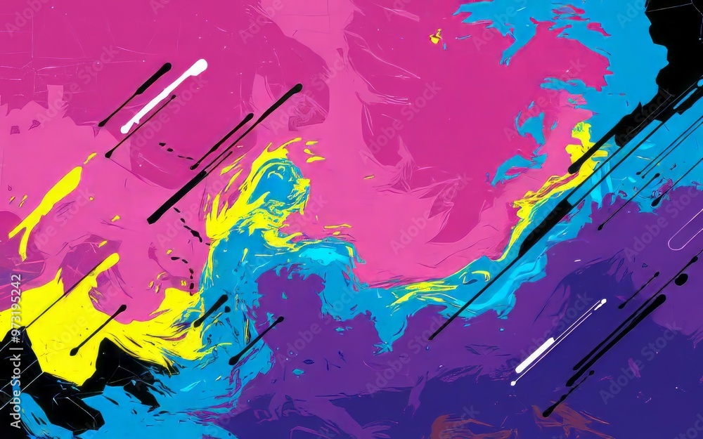 Aufkleber Colorful abstract art. Vibrant colors and abstract shapes create a dynamic and eye-catching artistic design. Perfect for adding a touch of energy and excitement to your project.