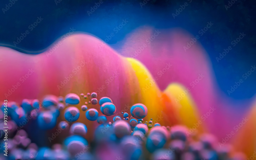 Poster abstract bubbles. colorful abstract background with water droplets creating an artistic, textured su
