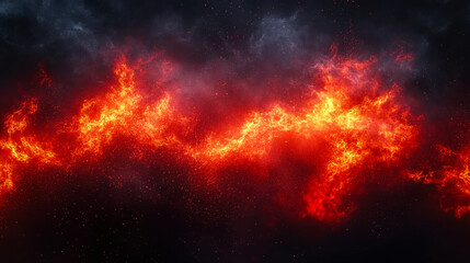 Fiery Red Sky with Intense Flame Effect and Smoky Background, Ideal for Apocalyptic or Dramatic Designs