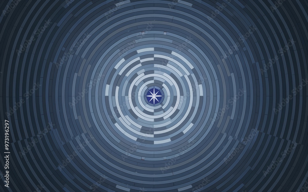 Aufkleber circular pattern blue. abstract blue concentric circles pattern with a star in the center, symbolize