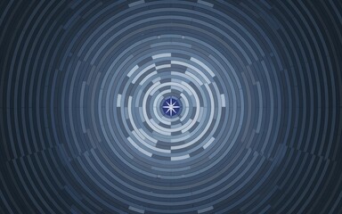 Obraz premium Circular pattern blue. Abstract blue concentric circles pattern with a star in the center, symbolizes focus, depth and perspective.
