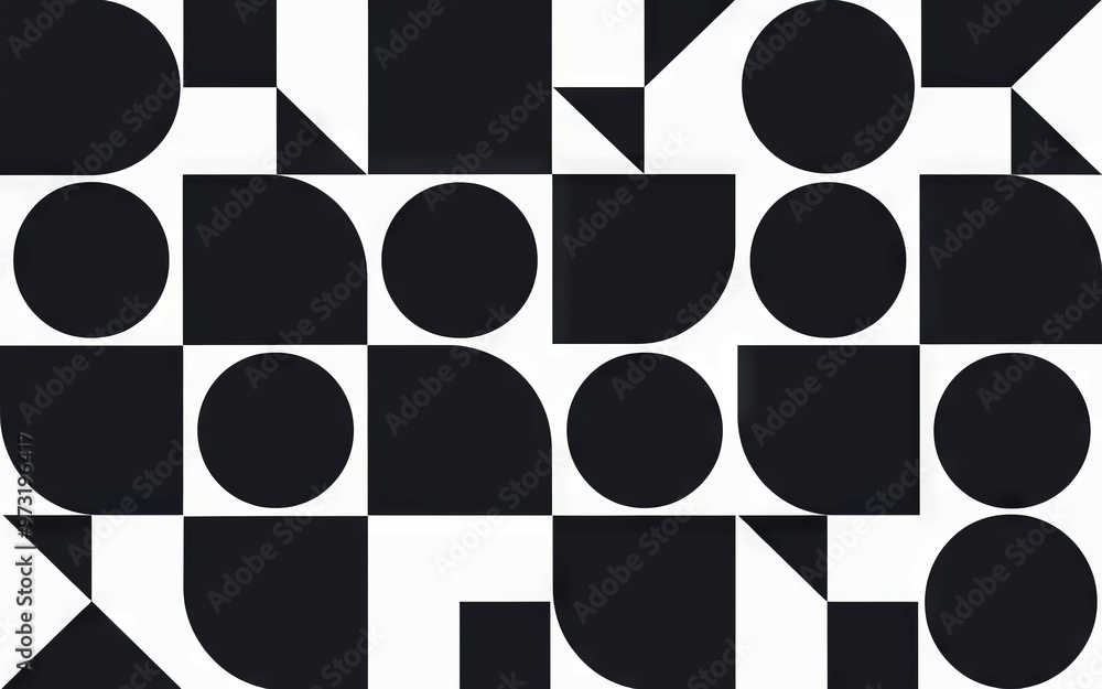 Aufkleber geometric shapes pattern. black and white geometric pattern background with circles, squares, and tr