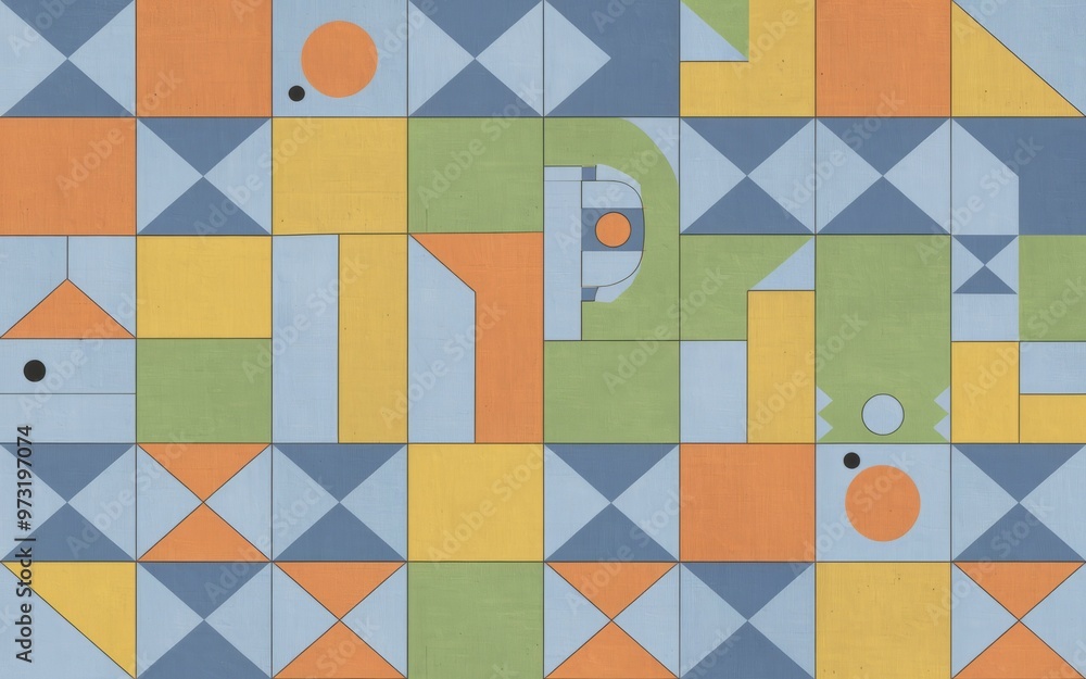 Aufkleber geometric tile pattern. abstract geometric tile pattern with vibrant colors and simple shapes. ideal