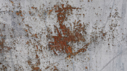Texture of a white metal sheet with rust in the centre